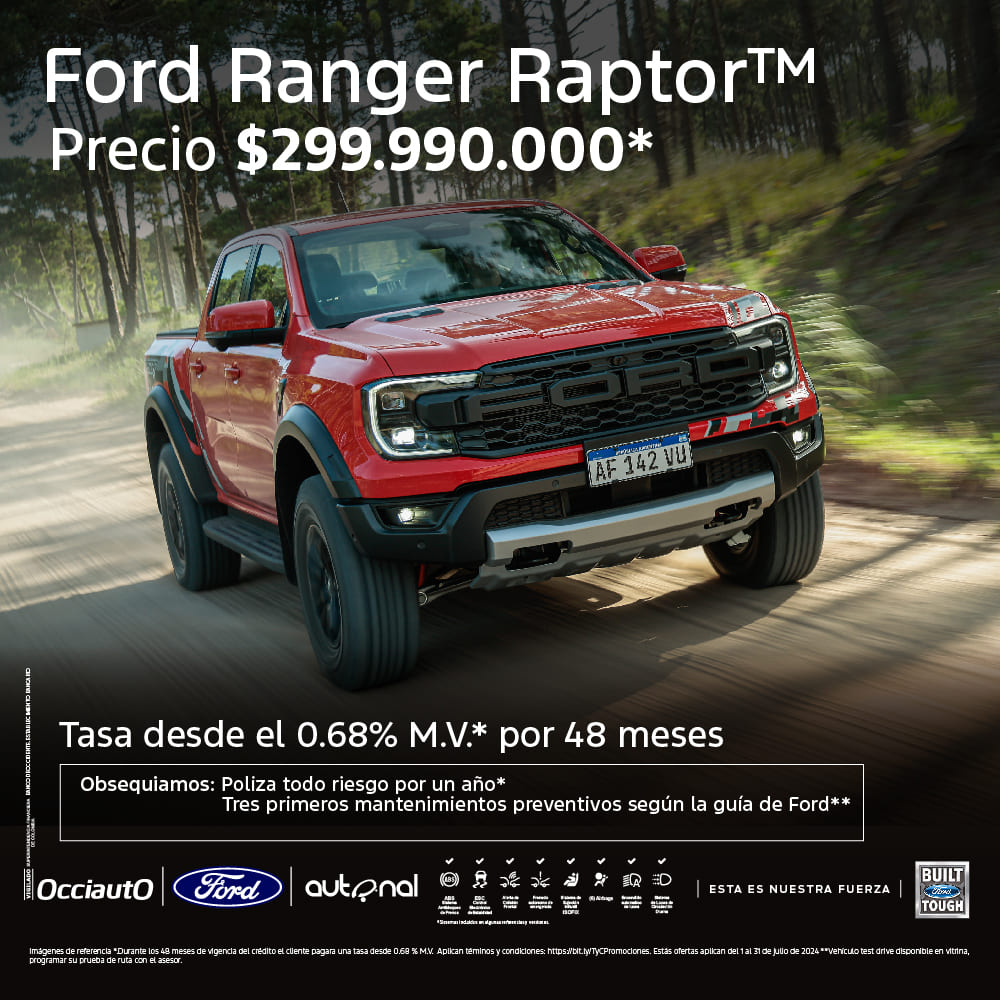 Ford Ranger Raptor Julio 1400x570px