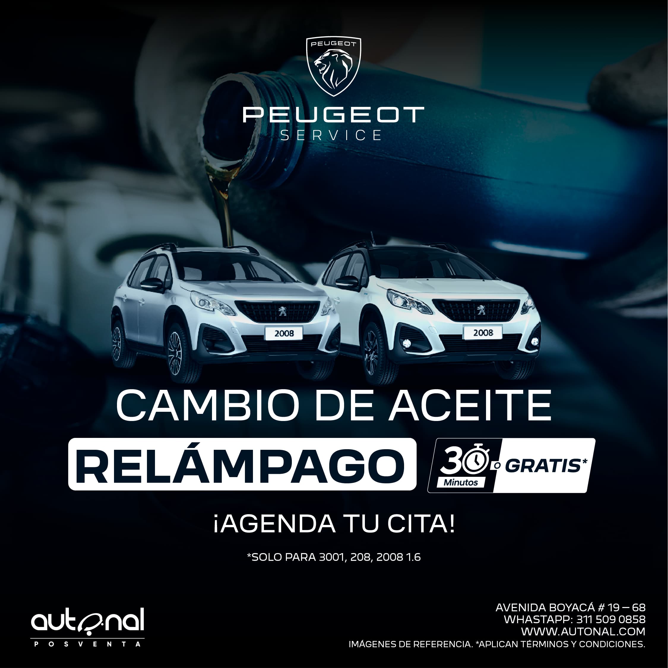 Banner Cambio De Aceite 30 Minutos O Gratis Mobile Peugeot