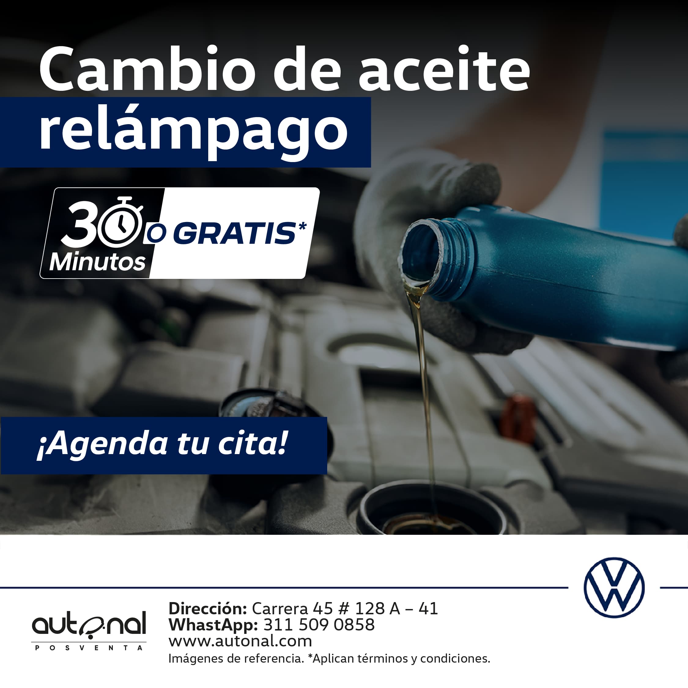 Banner Cambio De Aceite 30 Minutos O Gratis Mobile Volkswagen