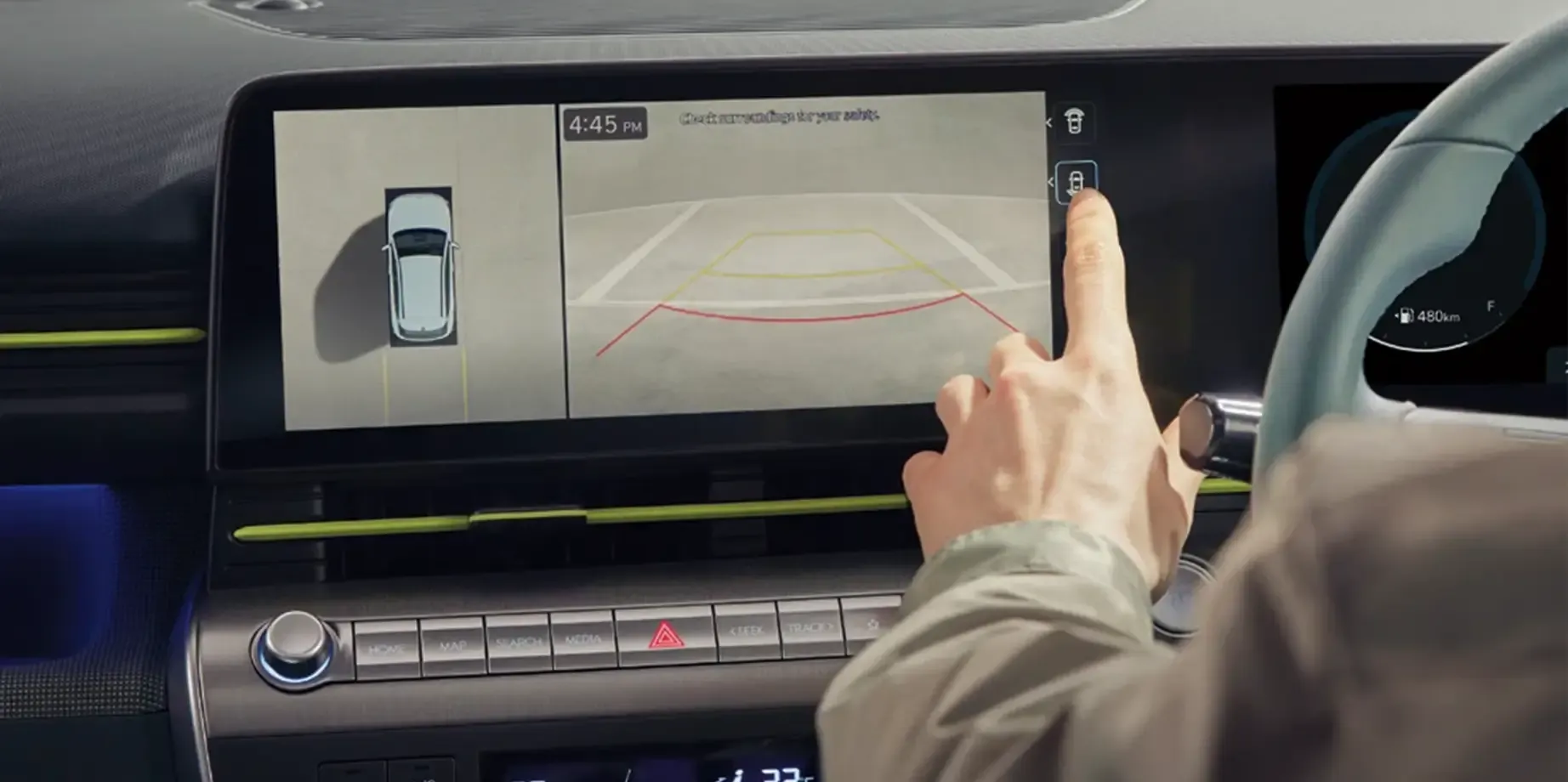 Cámara de reversa con guías dinámicas